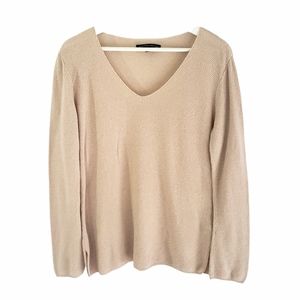 Boston Proper beige v-neck sweater size s